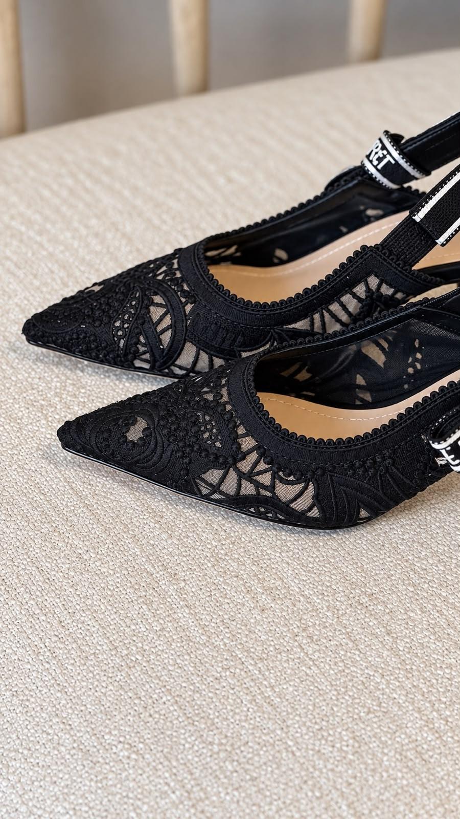 Dior J'Adior Slingback Pump in Black Macramé Lace and Technical Fabric · 3