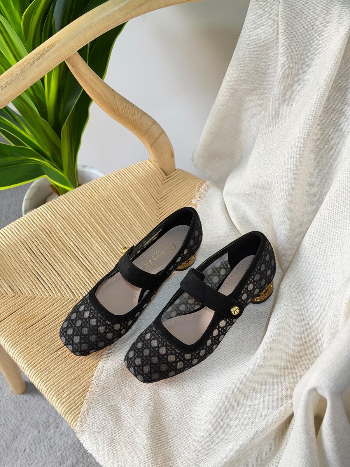 Dior Baby-D Mary Jane Pump in Black Cannage Mesh with Gold-Tone Heel · 3