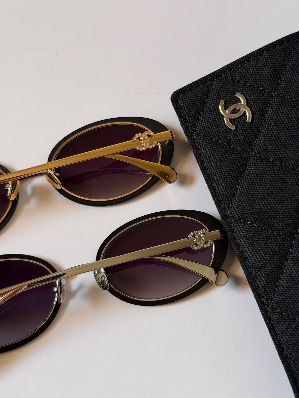 Chanel oval acetate sunglasses with CC metal temples · 2