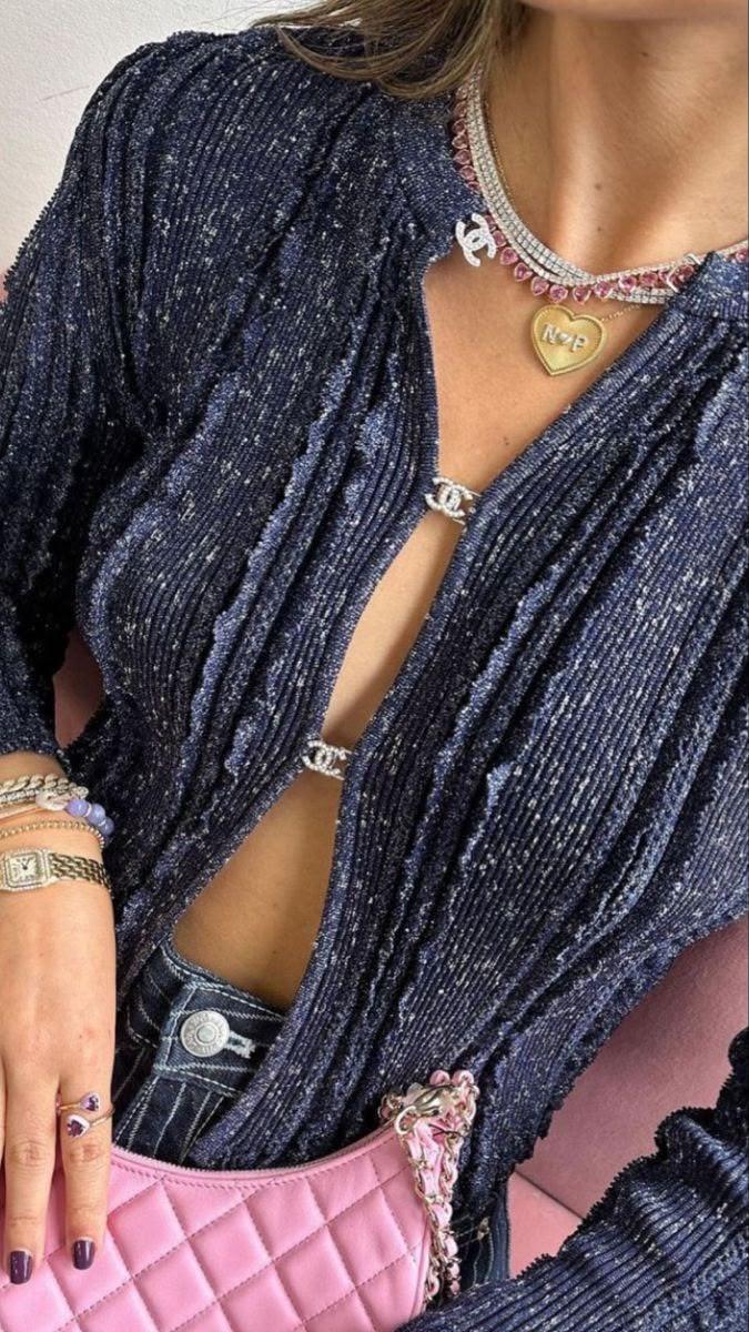 Chanel ribbed knit cardigan with CC buttons · 3