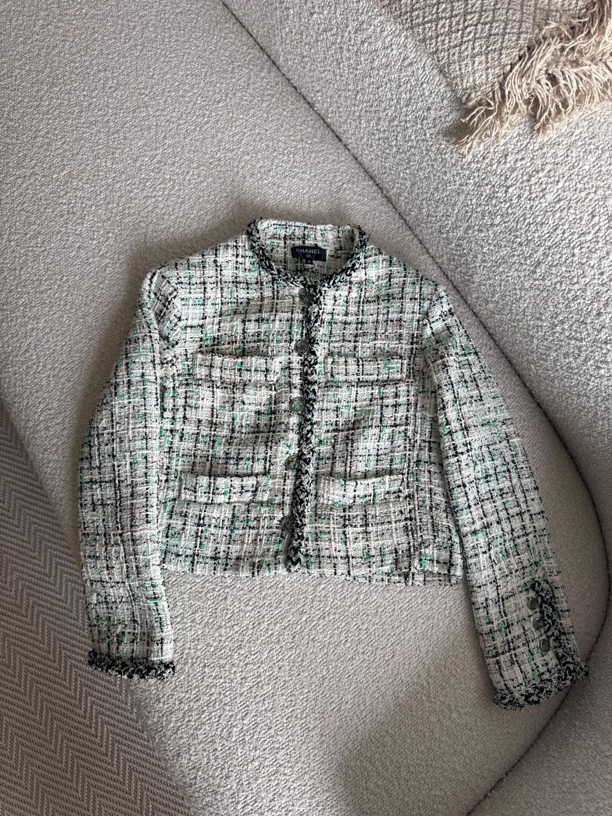 Chanel Tweed Jacket with Fringed Trim and Button Front · 3