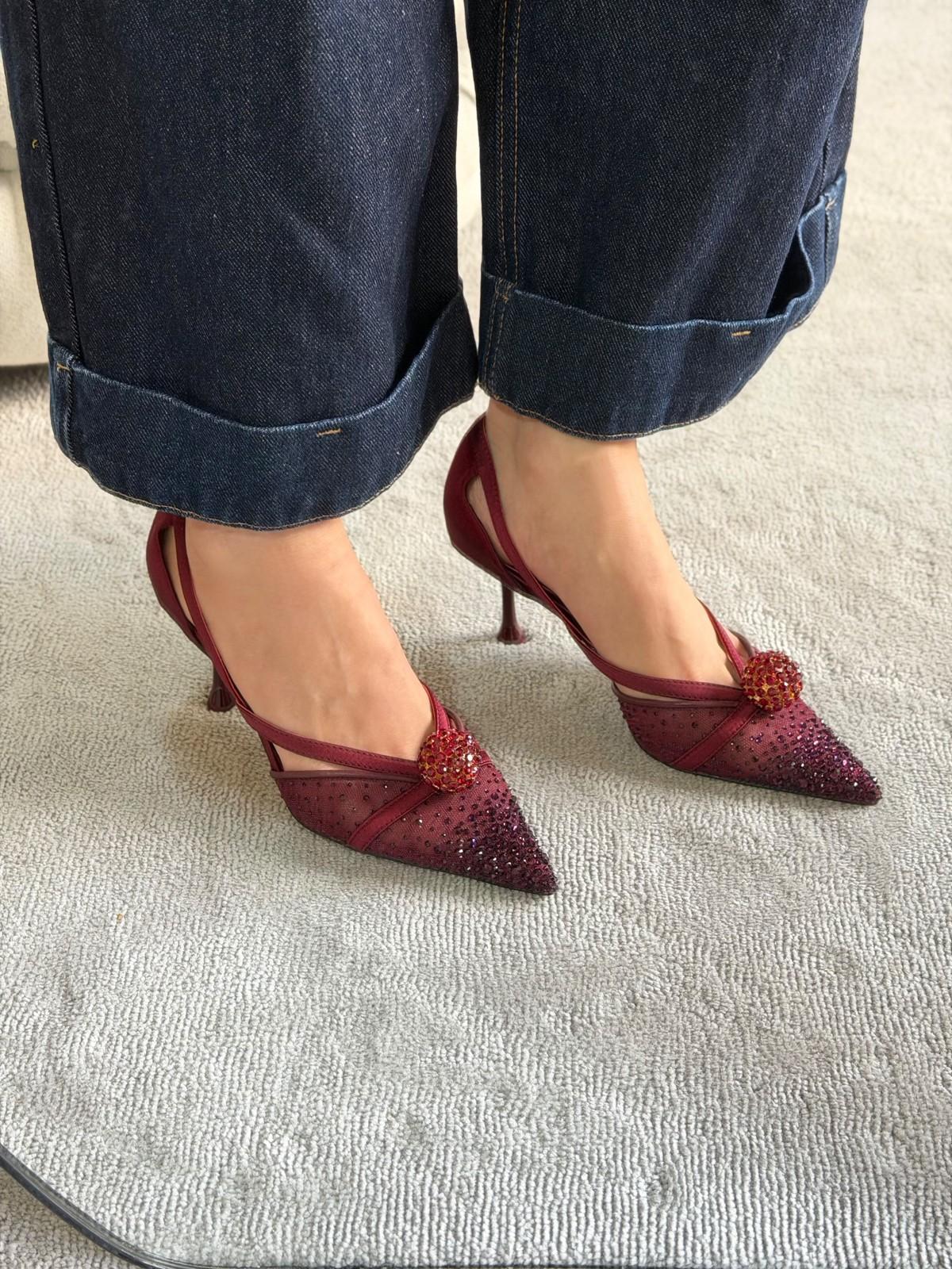 Jimmy Choo Crystal-Embellished Pointed Slingback Mule Heels