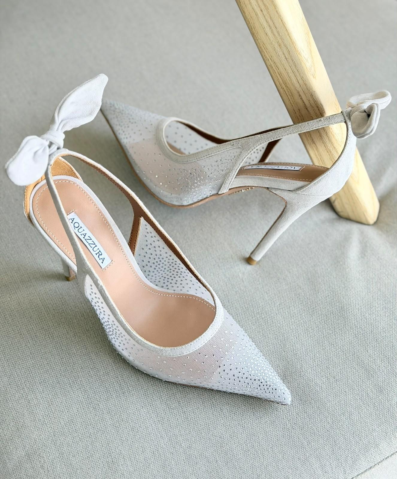Aquazzura Bow Tie mesh slingback pumps · 2