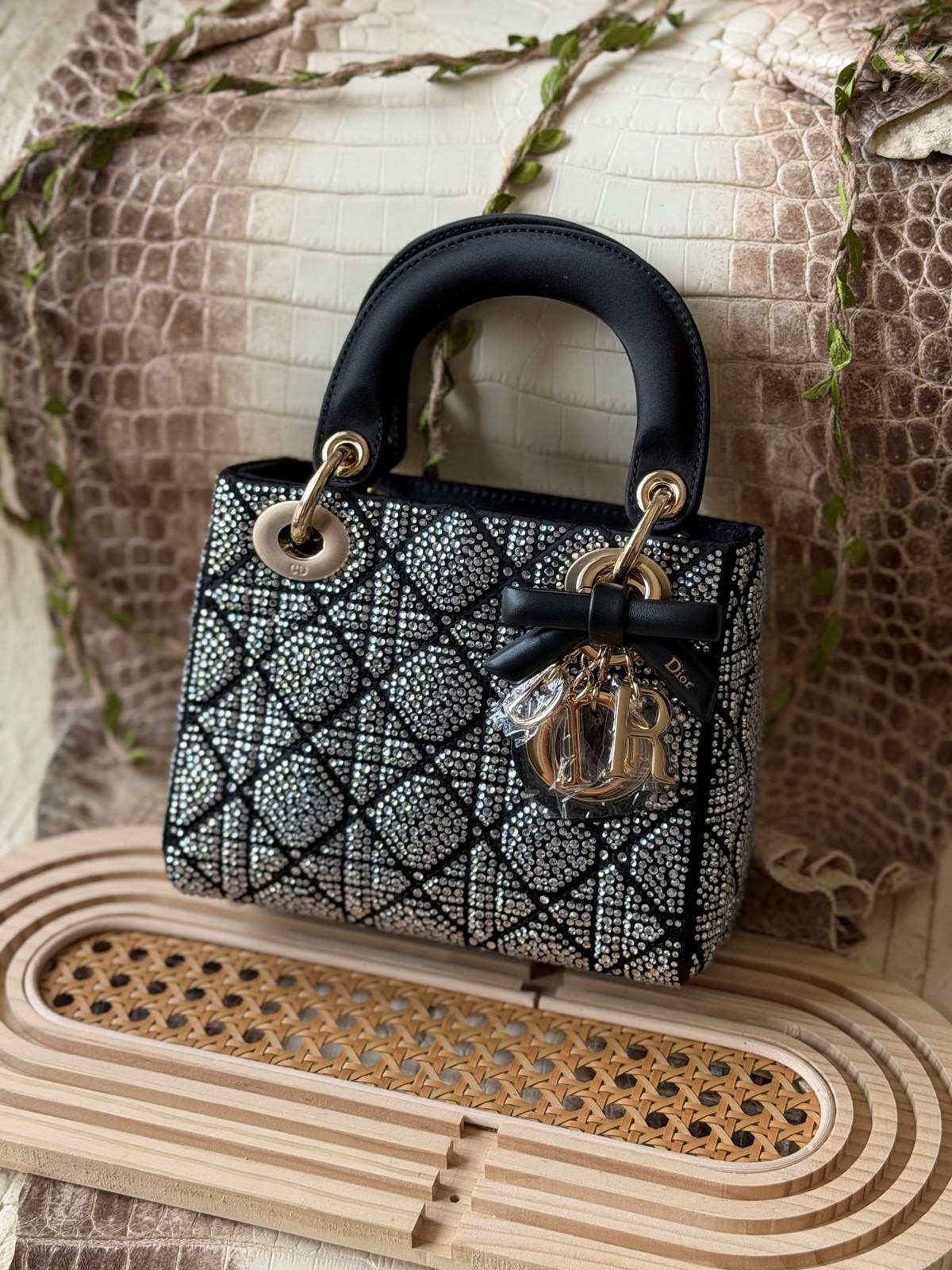 Dior Mini Lady Dior bag in crystal-embroidered Cannage with leather bow · 2