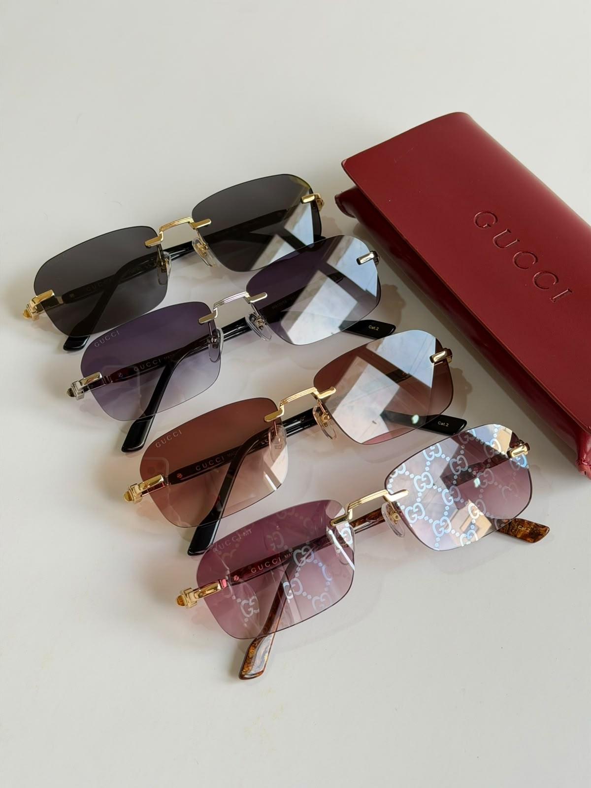 Gucci rimless sunglasses with Godron metal end-pieces · 2