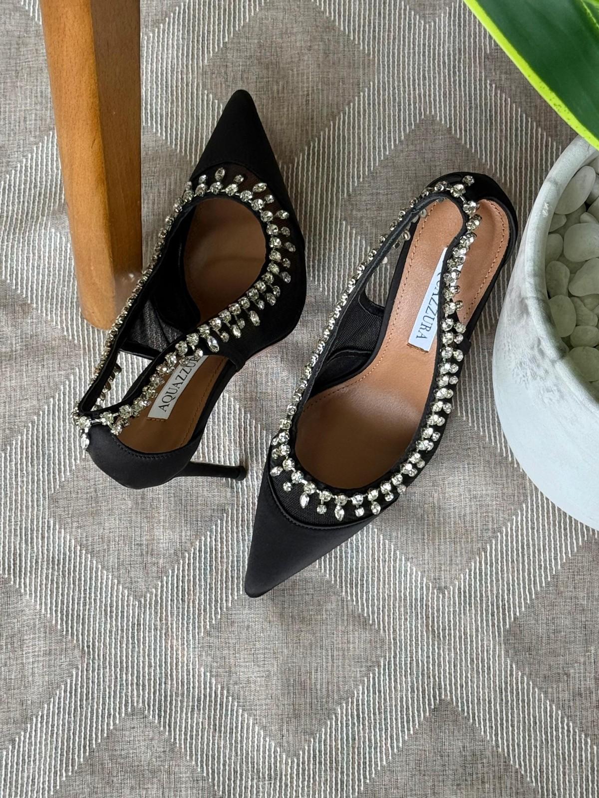 Aquazzura crystal-embellished mesh slingback pumps · 3