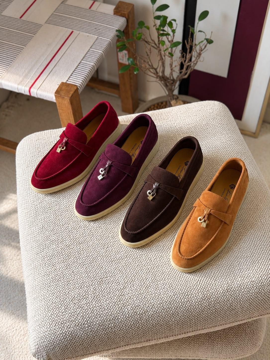 Suede Moccasin Loafers with Gold Bit Hardware · 2