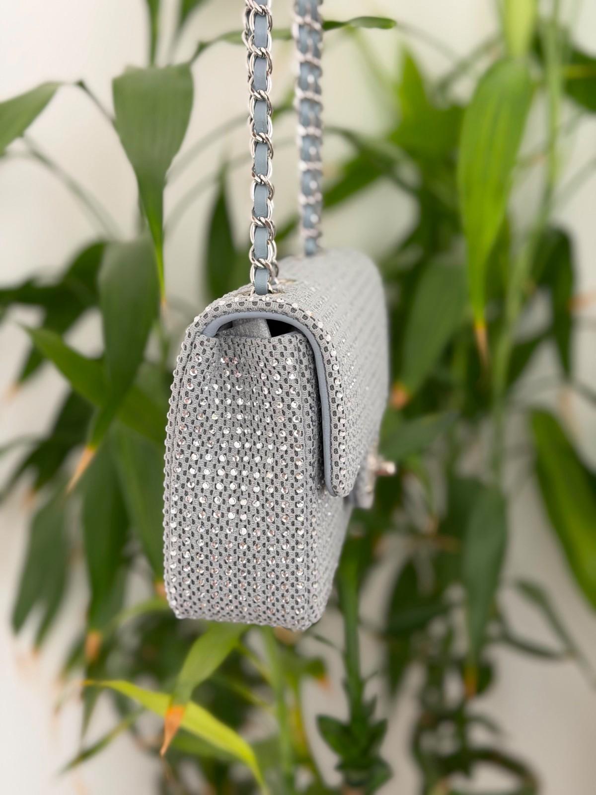 Chanel mini flap bag covered in silver crystals with a crystal CC clasp · 2