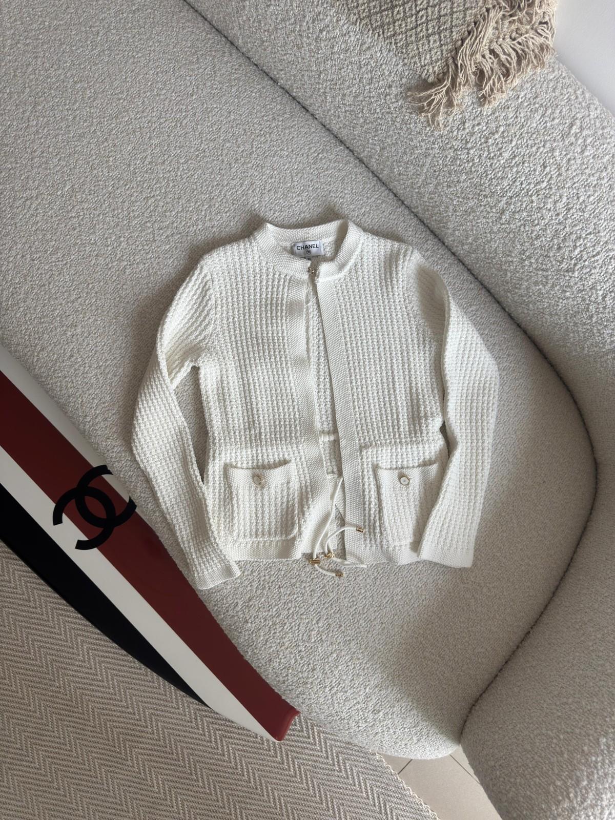 Chanel Textured Knit Cardigan with Drawstring Waist · 2