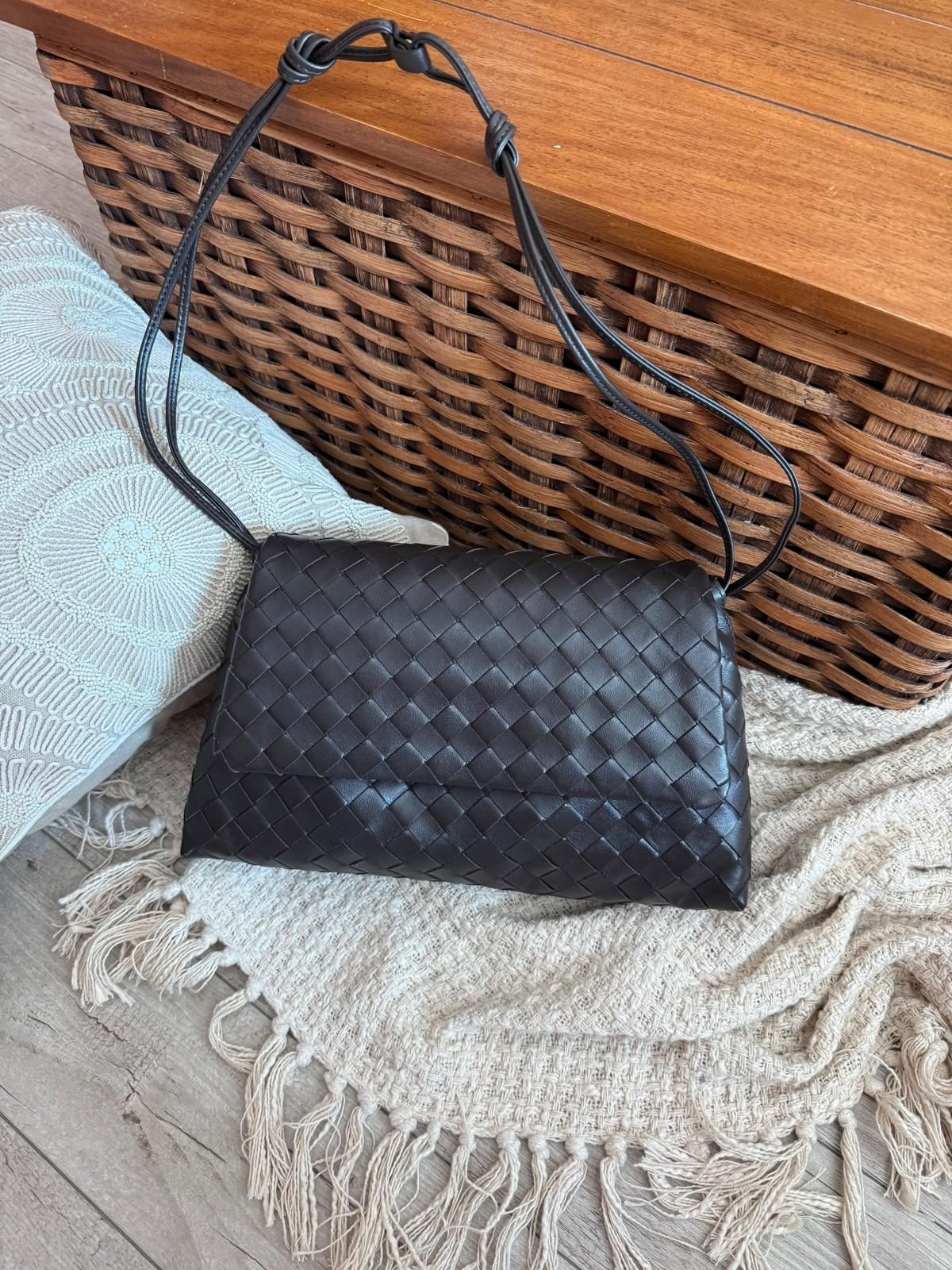 Woven Leather Shoulder Bag with Knotted Strap · 2