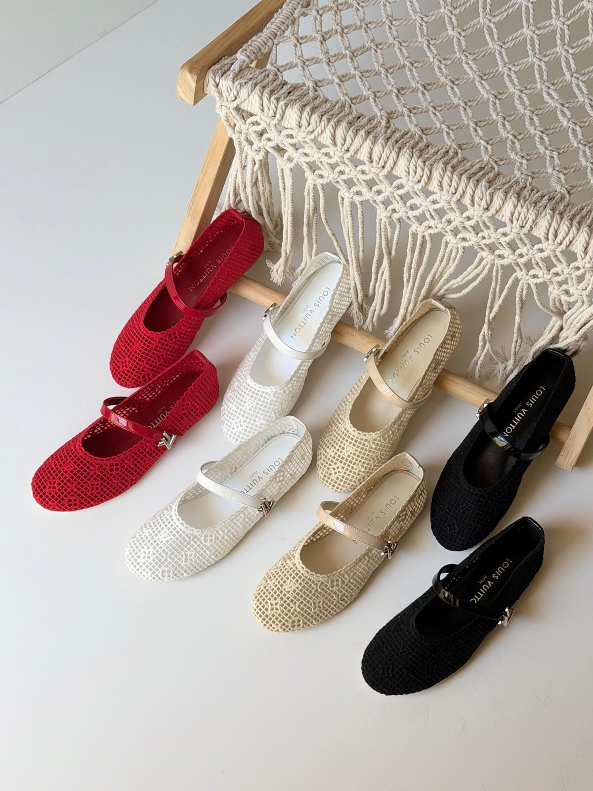 Louis Vuitton Woven Mesh Mary Jane Flats · 3