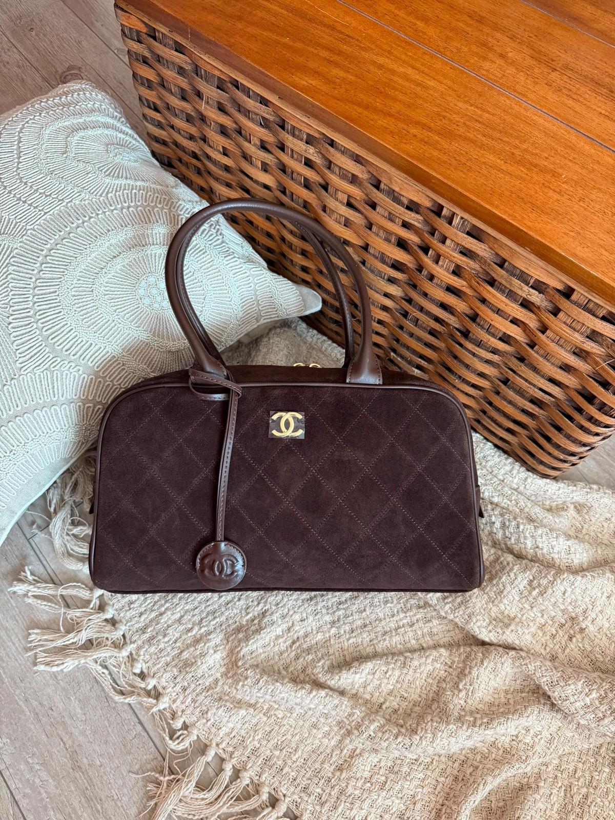 Chanel Quilted Suede Bowler Bag with CC Charm · 3