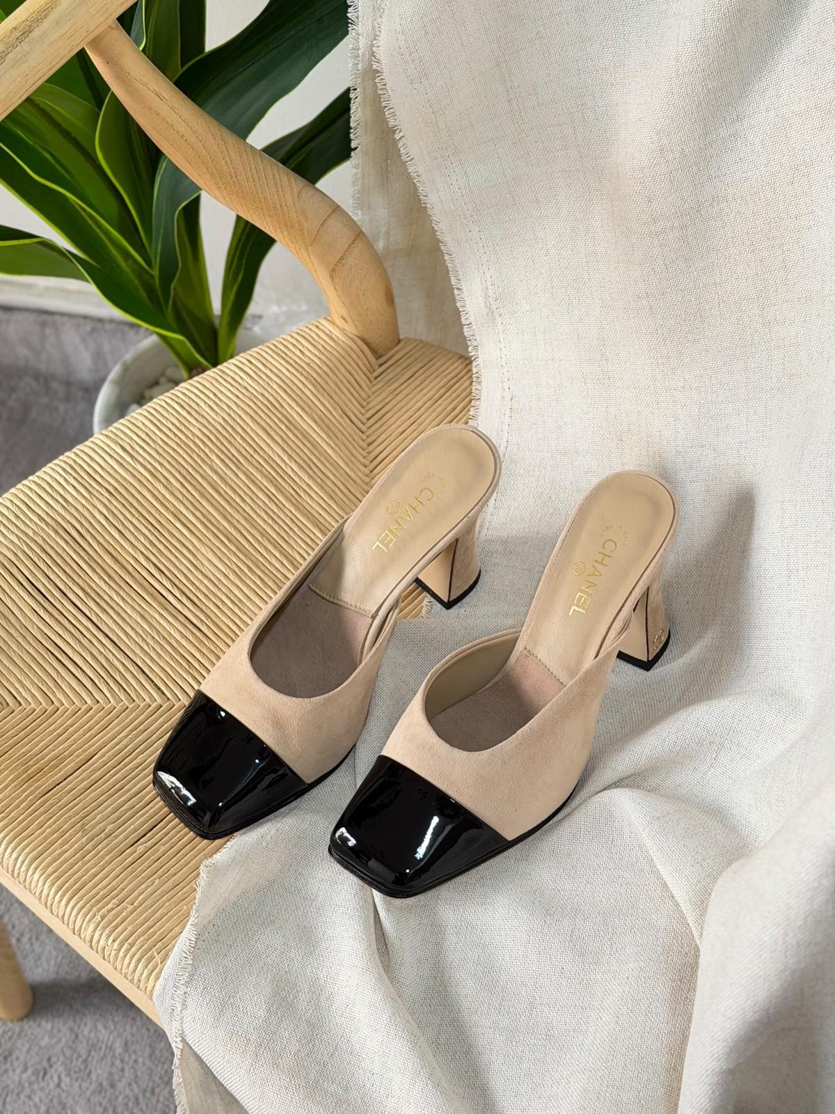Chanel Two-Tone Mule in Suede with Patent Cap Toe · 3