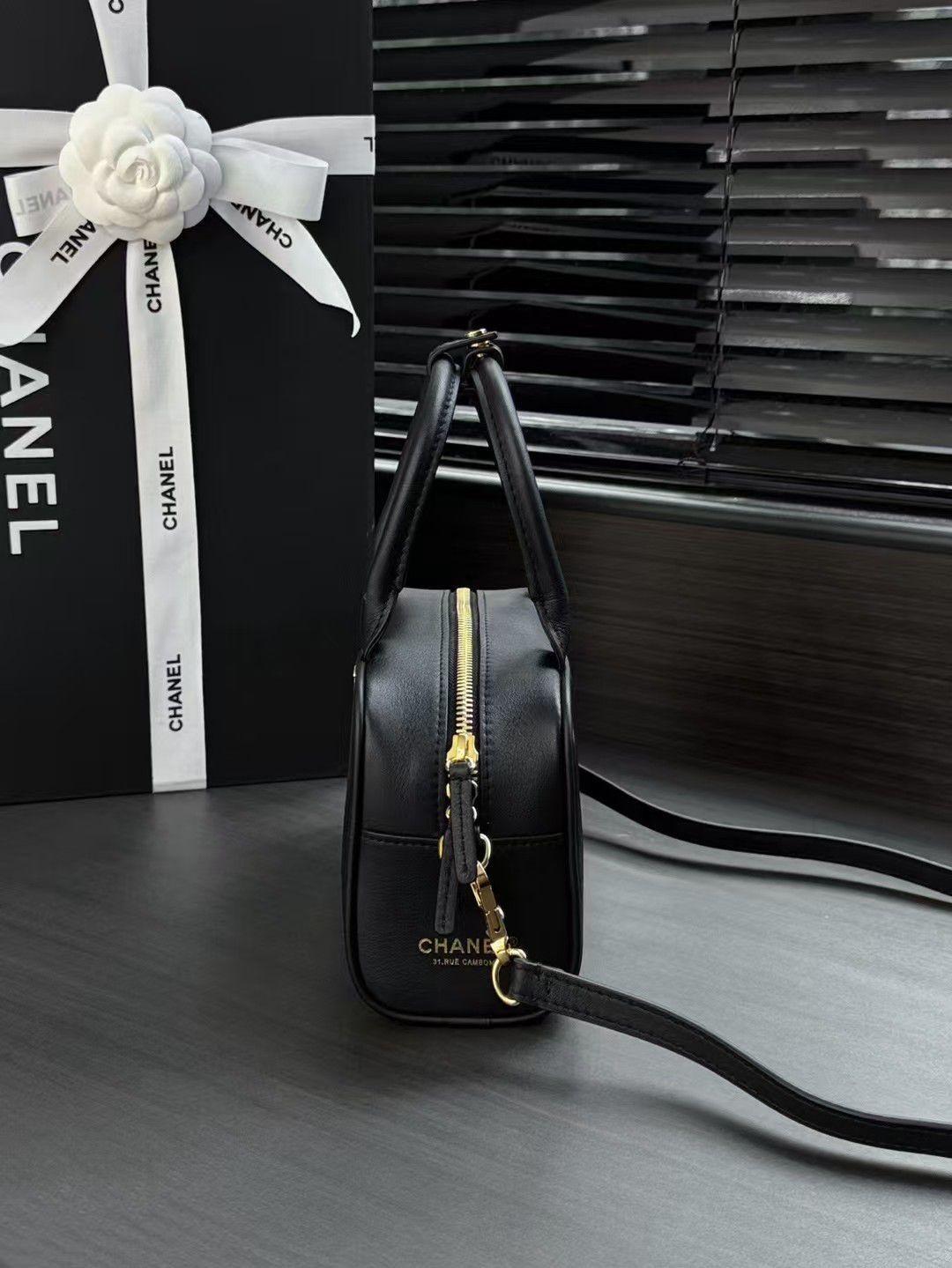 Chanel Small Bowling Bag in Black Calfskin with Gold-Tone Hardware · 3