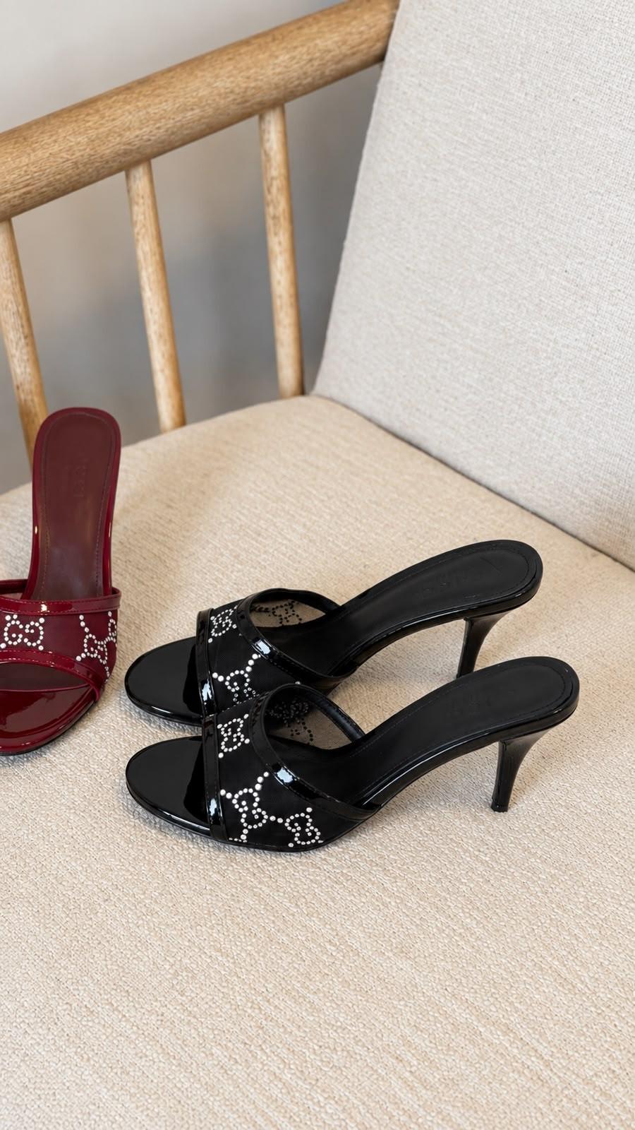 Gucci GG Crystal Embellished Patent Mule Sandal · 3
