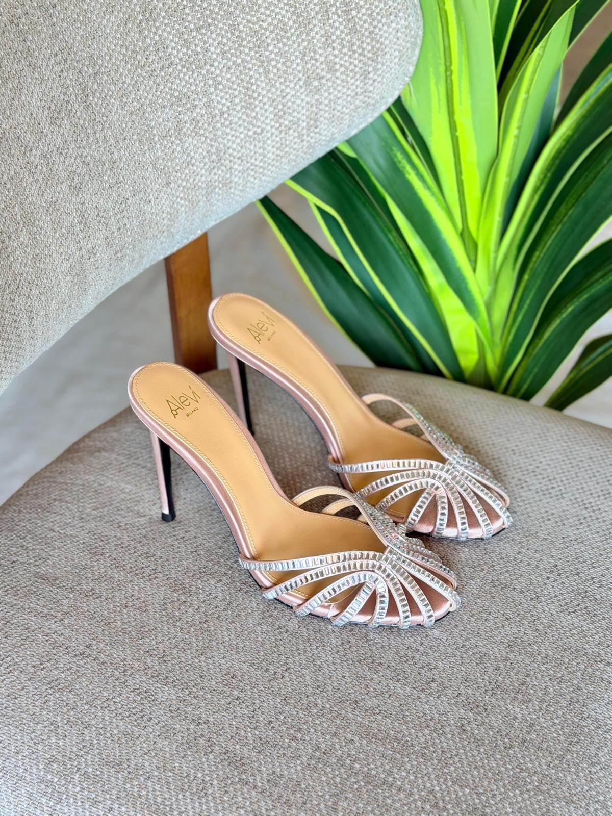 AleVi Milano Crystal-Embellished Strappy Stiletto Mule Sandal · 2
