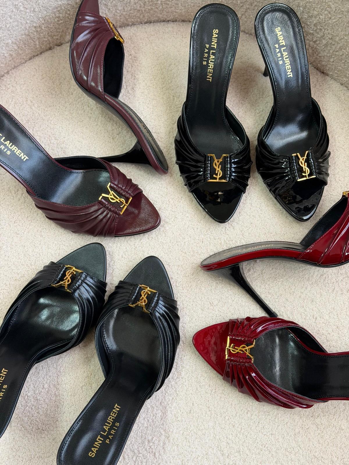 Saint Laurent Opyum YSL Mule in Pleated Leather · 2