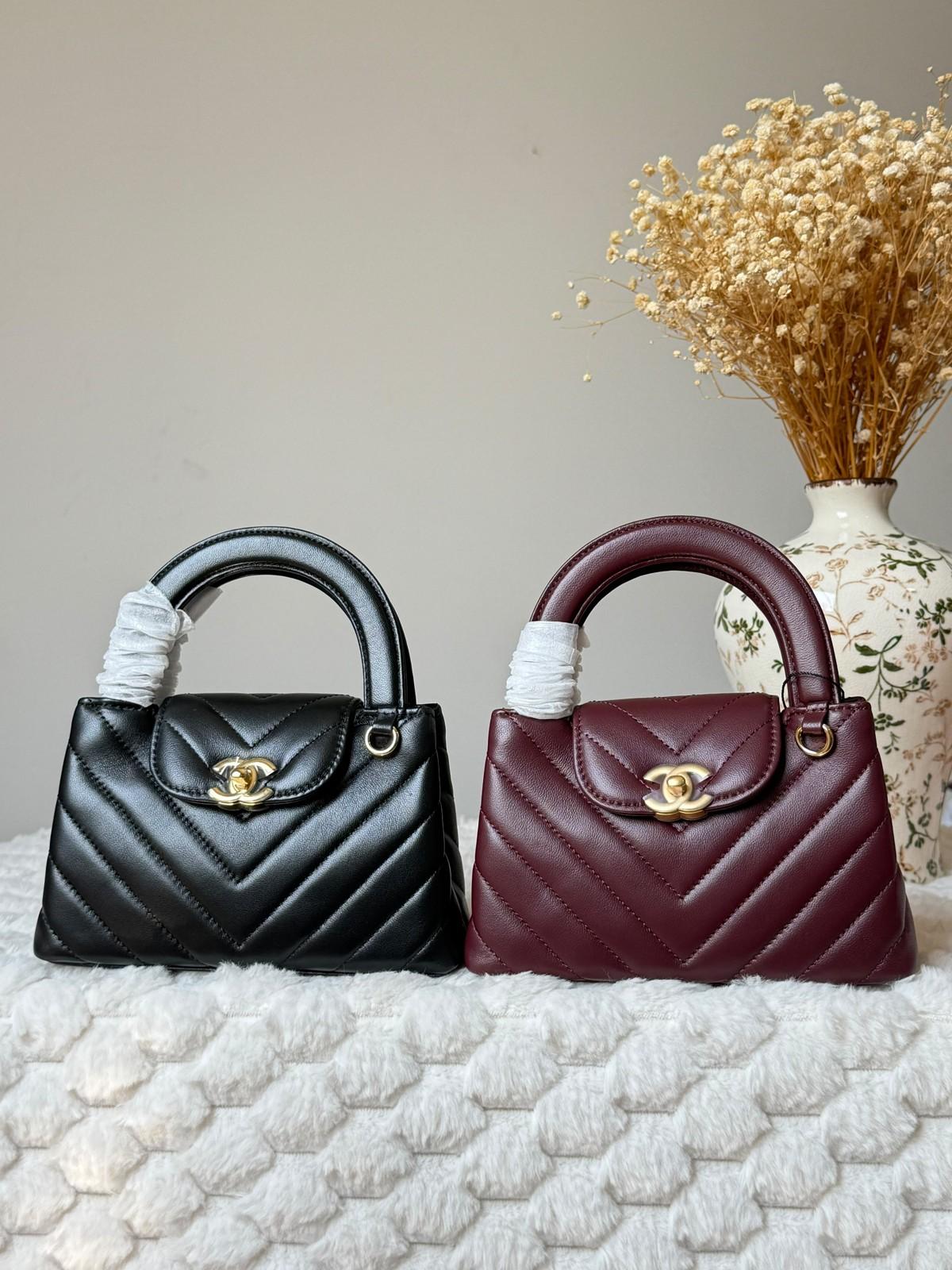 Chanel Coco Handle Mini Top Handle Bag in Chevron Quilted Calfskin · 3