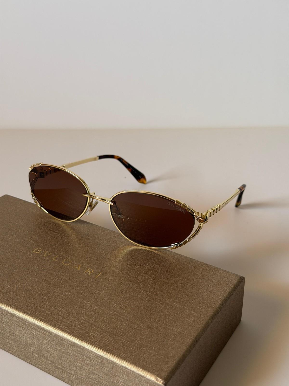 Bvlgari Tubogas oval sunglasses in gold-finished metal · 3