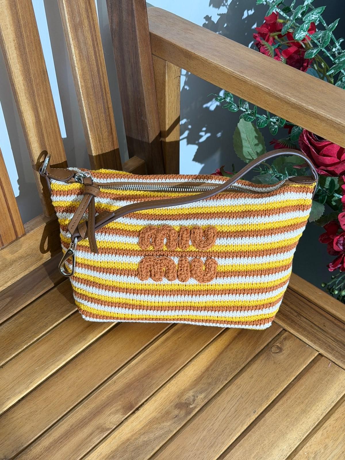 Miu Miu Striped Crochet Shoulder Bag · 3