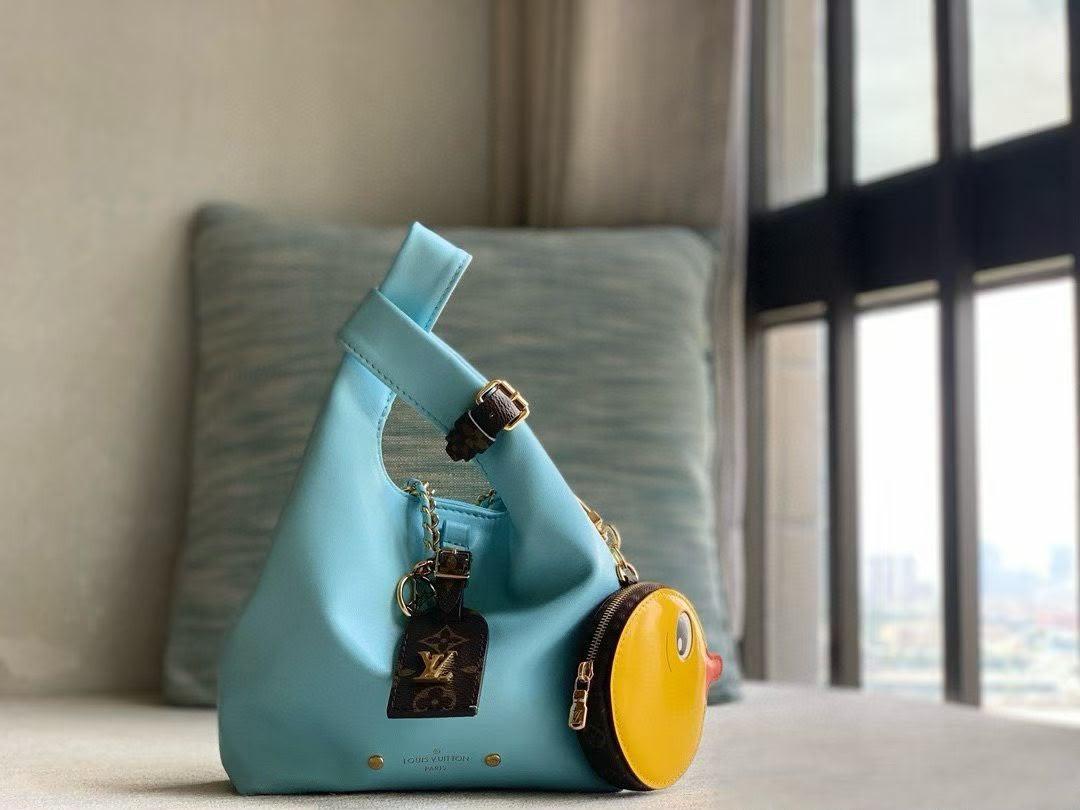 Louis Vuitton Atlantis Bag in Light Blue Calfskin with Monogram Coin Purse · 2