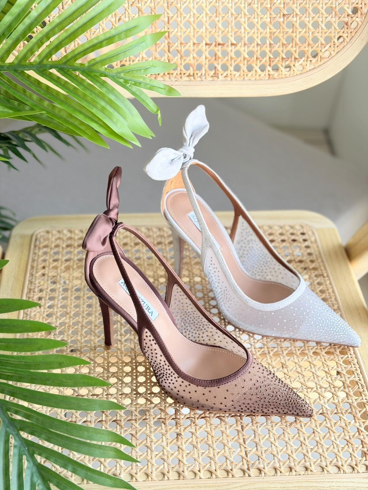 Aquazzura Bow Tie mesh slingback pumps · 3