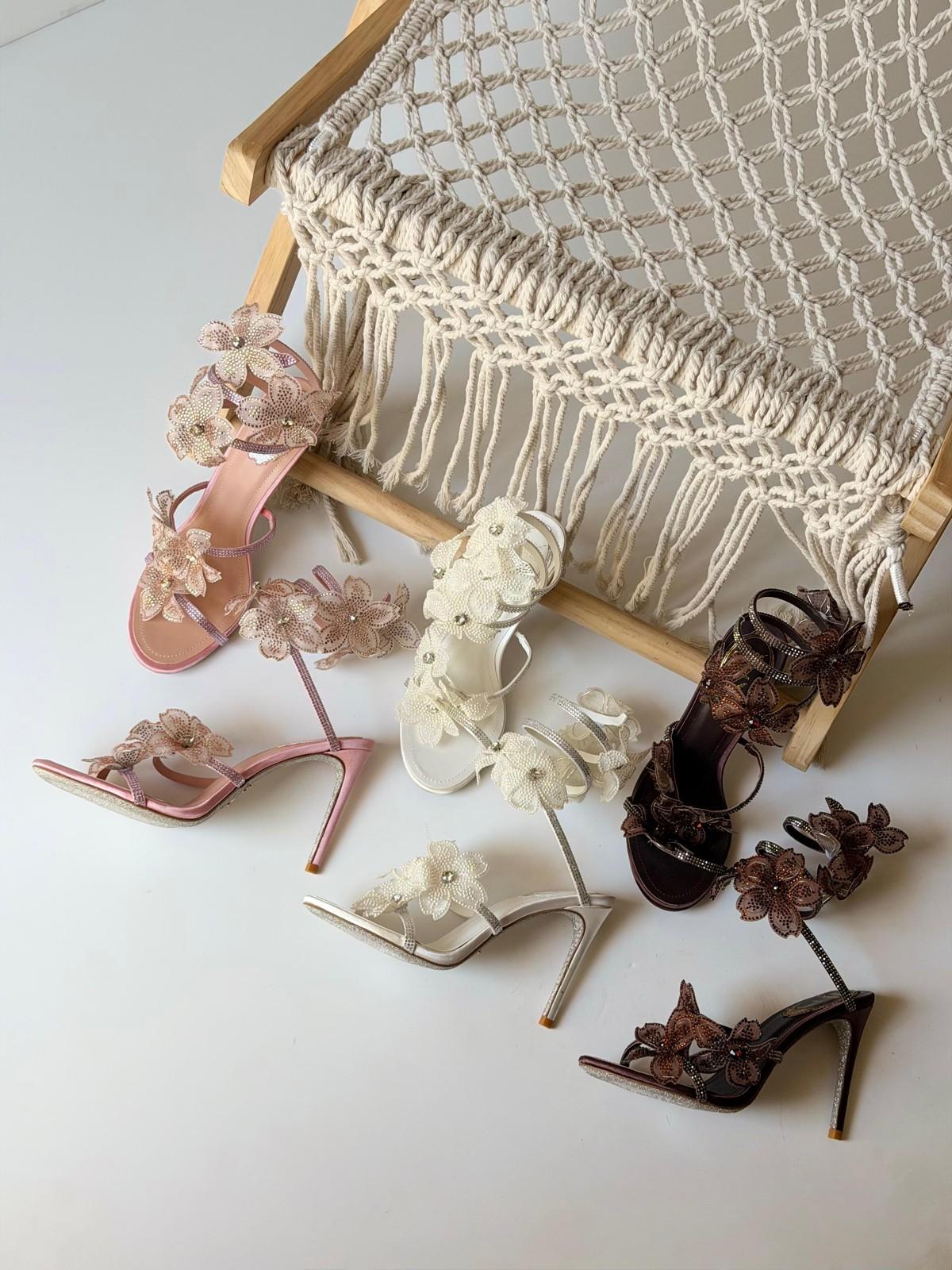 Floral Embellished Crystal Strap Heeled Sandals · 2