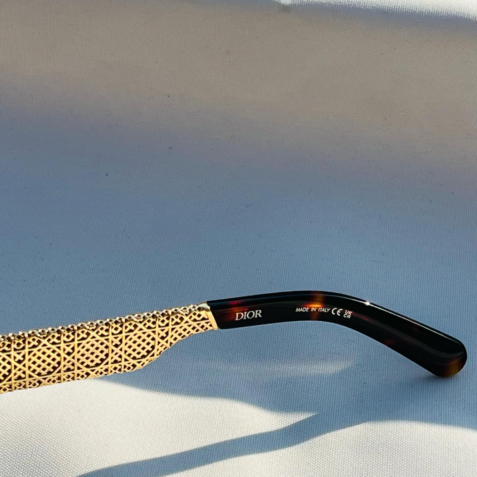 Dior havana acetate sunglasses with gold cannage temples · 2