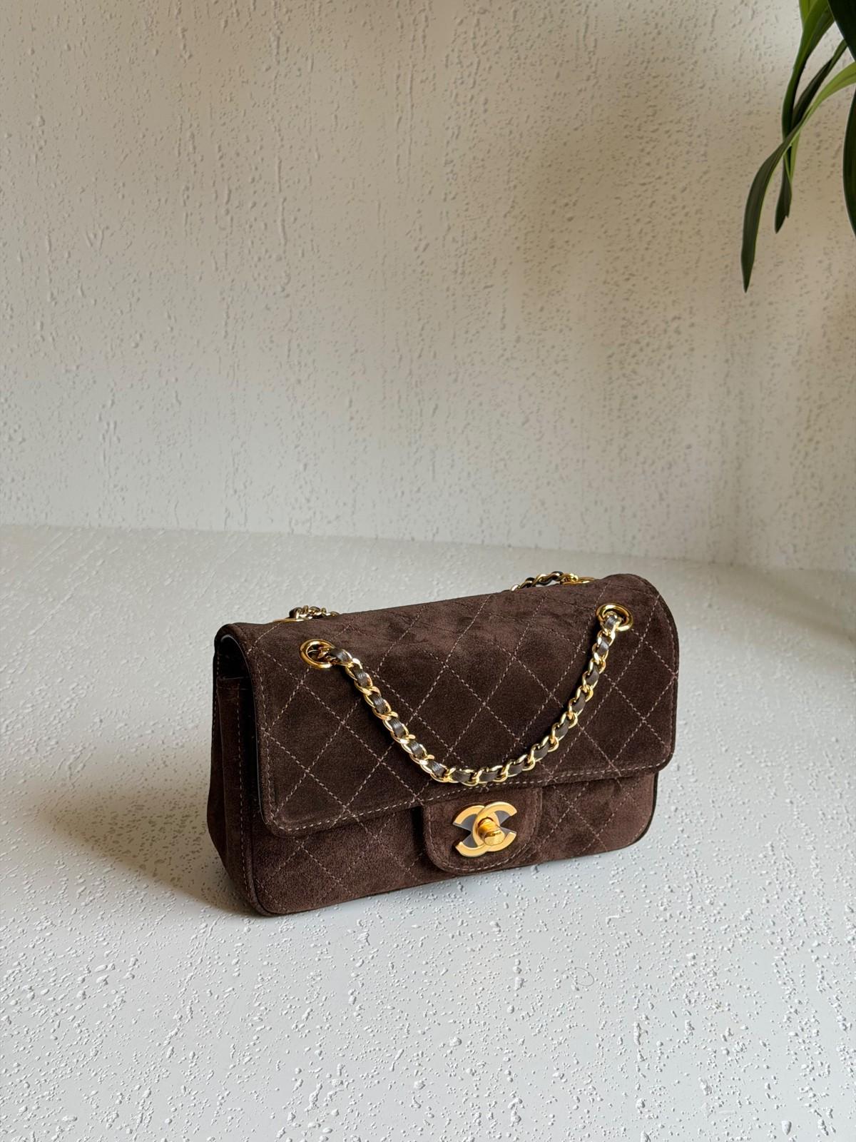 Chanel Classic Flap Mini in Quilted Suede with Gold-Tone Chain · 3