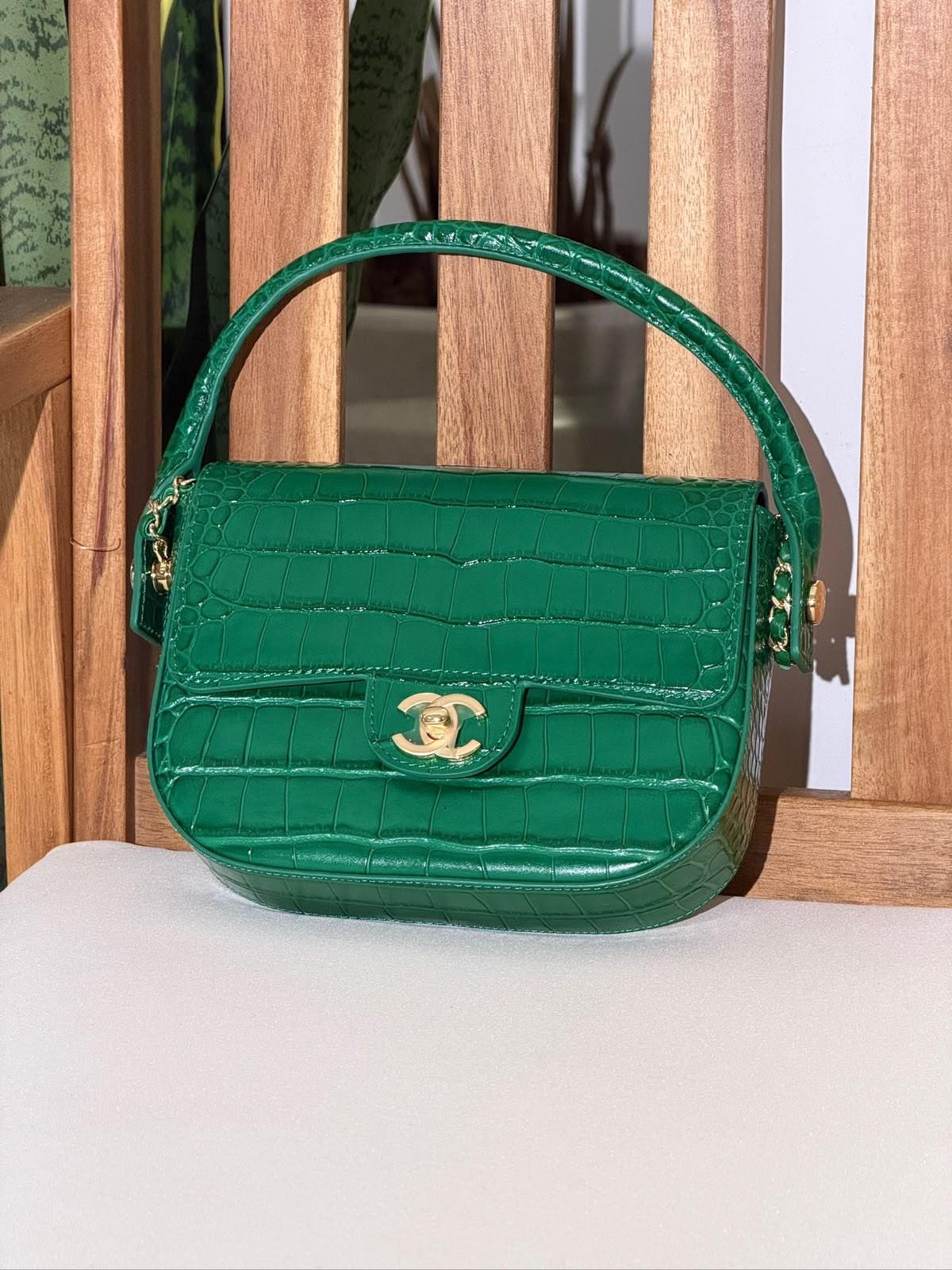 Chanel Mini Flap Bag with Top Handle in crocodile-embossed calfskin · 3