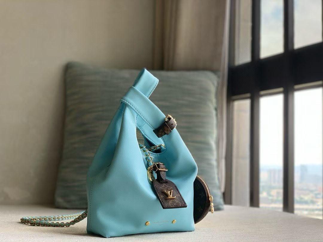 Louis Vuitton Atlantis Bag in Light Blue Calfskin with Monogram Coin Purse · 3