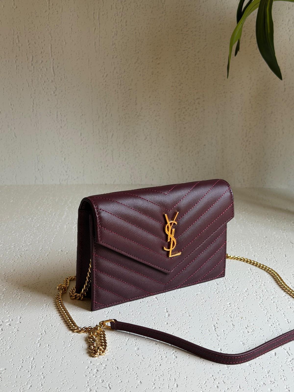 Saint Laurent Envelope Chain Wallet in Quilted Grained Leather · 3