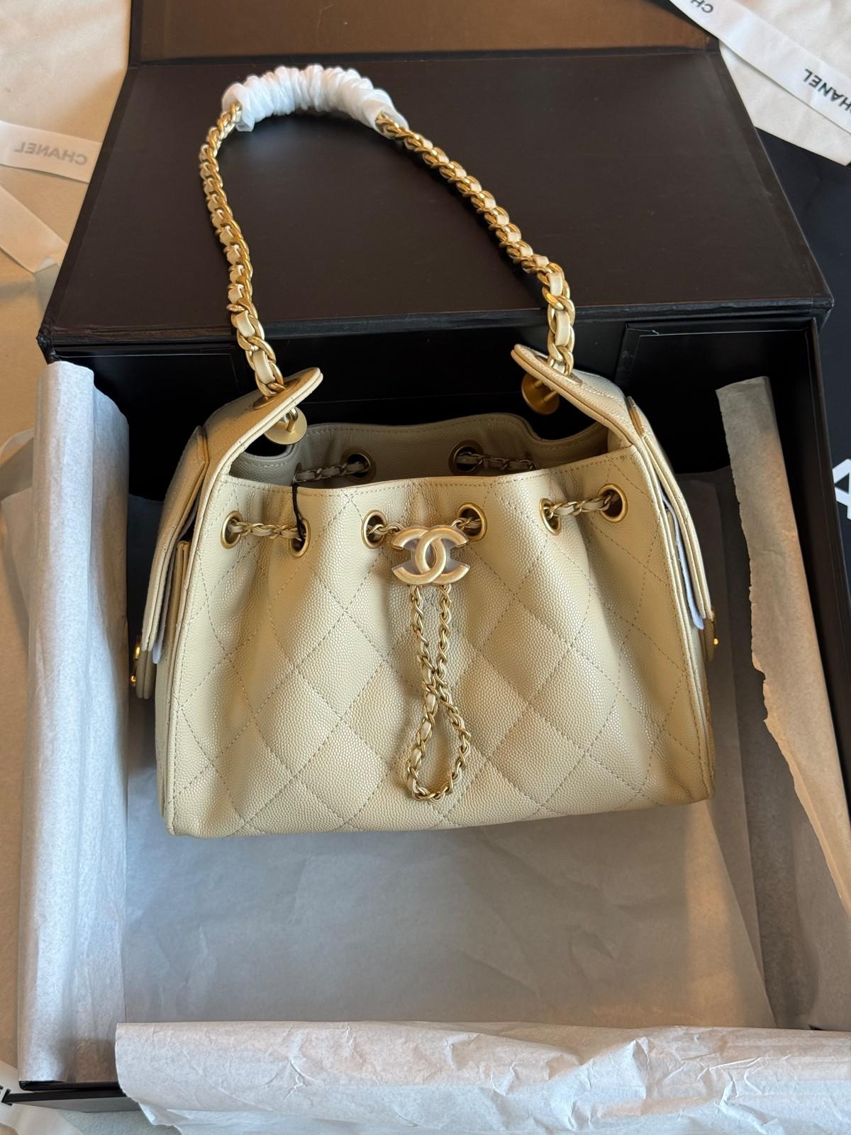 Chanel small drawstring bucket bag in calfskin · 2