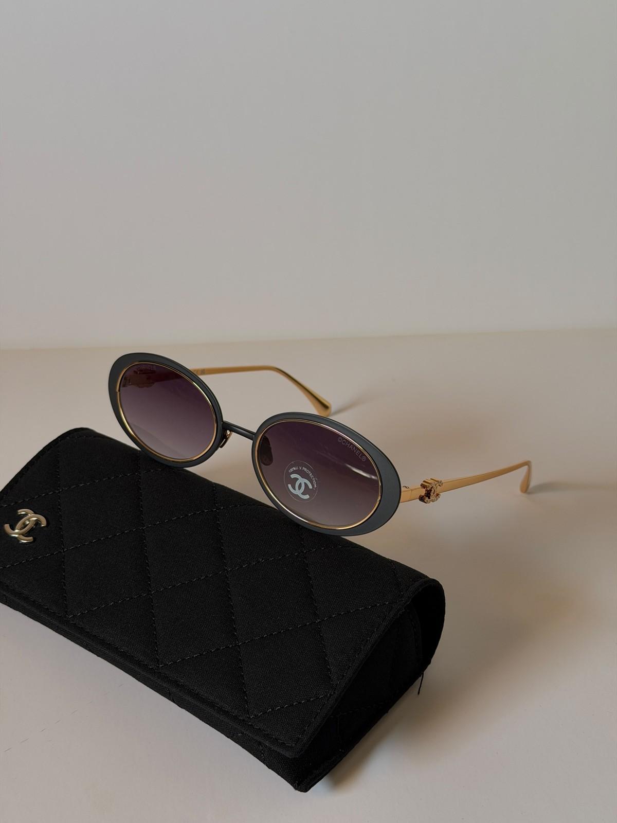 Chanel oval acetate sunglasses with CC metal temples · 3