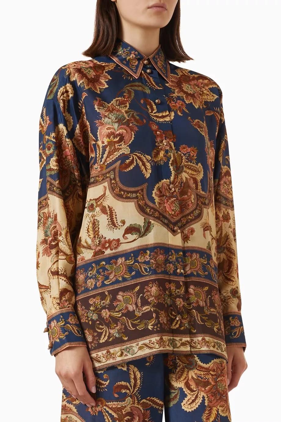 Zimmermann Paisley Border Print Silk Shirt and Wide-Leg Pant Set · 3