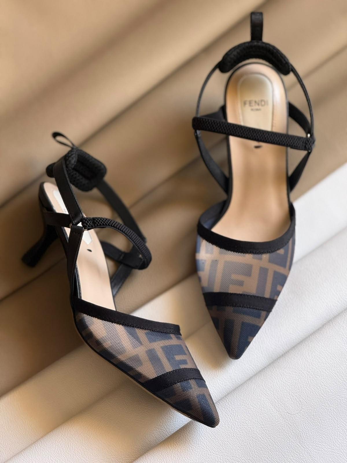 Fendi Colibrì FF-motif mesh slingback pumps · 2