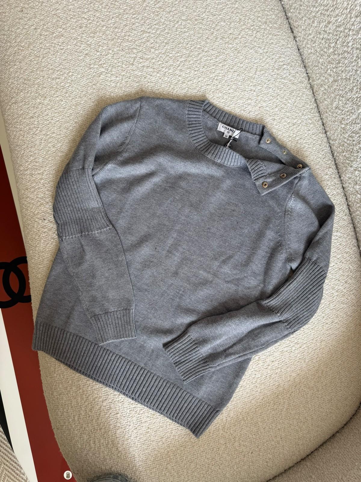 Chanel CC Button Shoulder Knit Sweater in Wool · 2