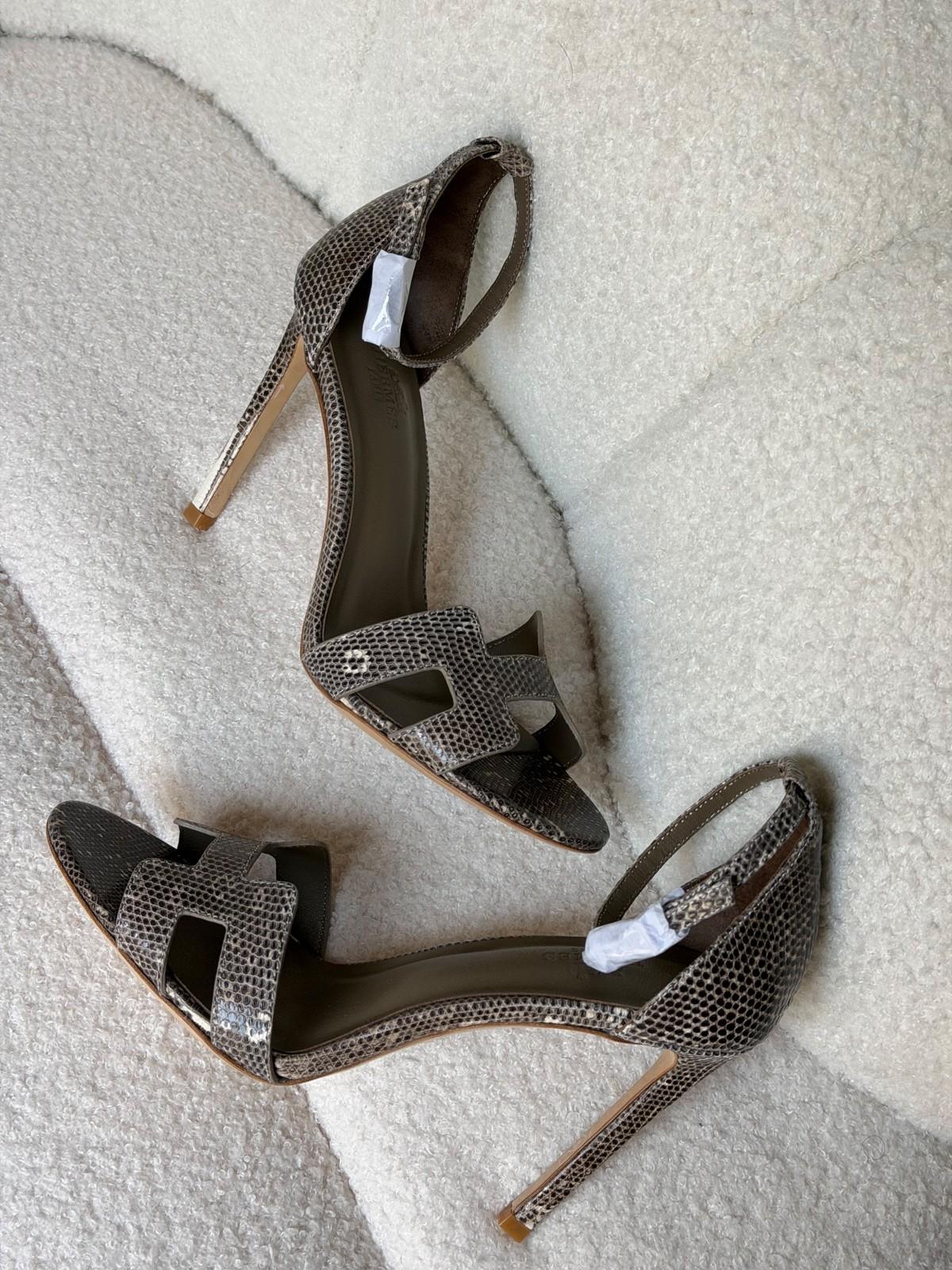 Hermès Lizard H-Cut-Out Stiletto Sandals · 3