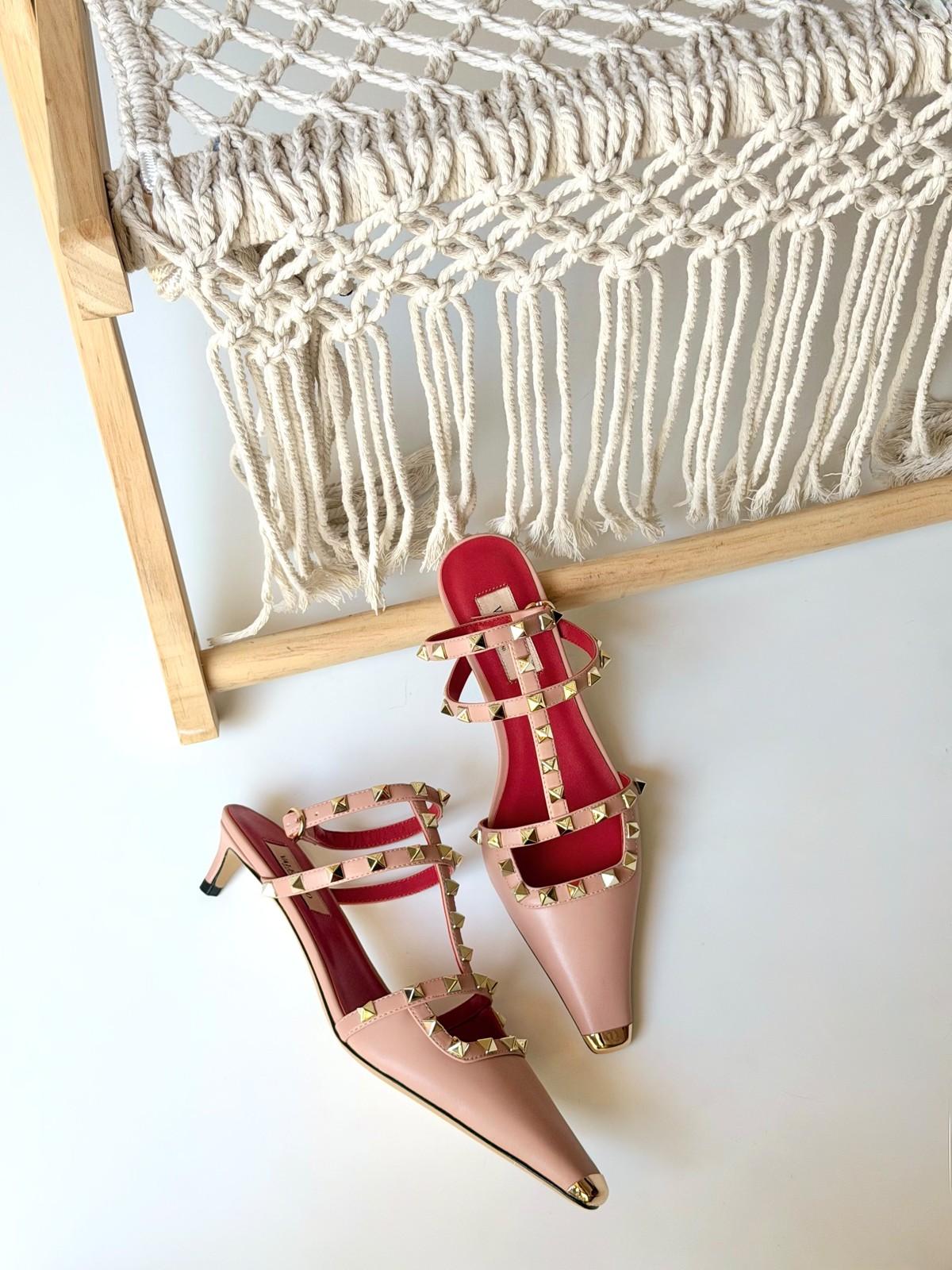 Valentino Rockstud Pointed Toe Mule Sandals in Leather · 2