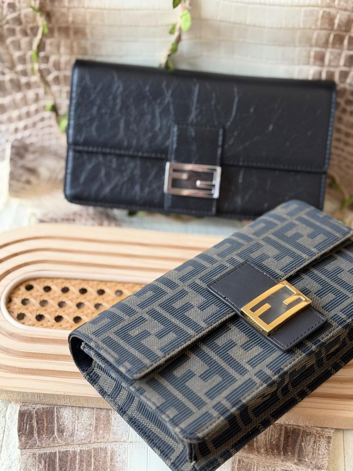 Fendi Baguette wallets in patent leather and FF jacquard · 3