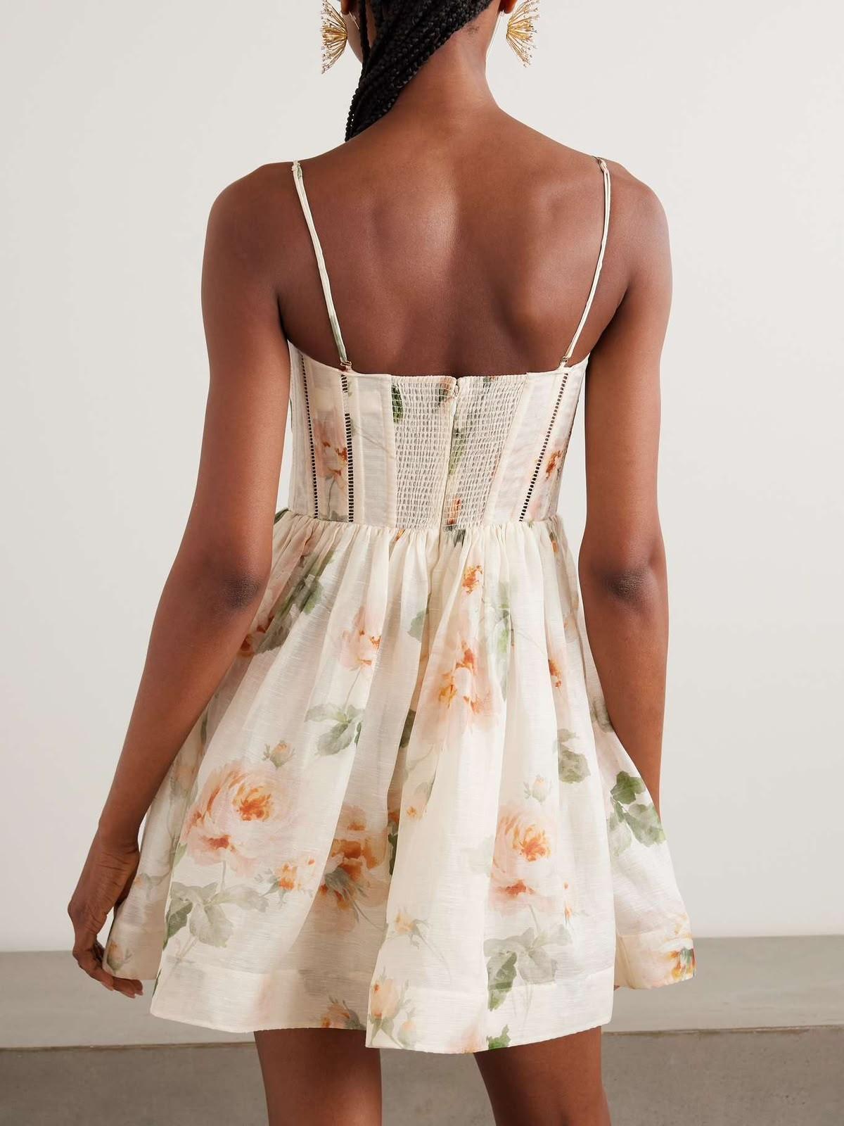 Zimmermann Floral Print Corset Mini Dress in Linen · 2