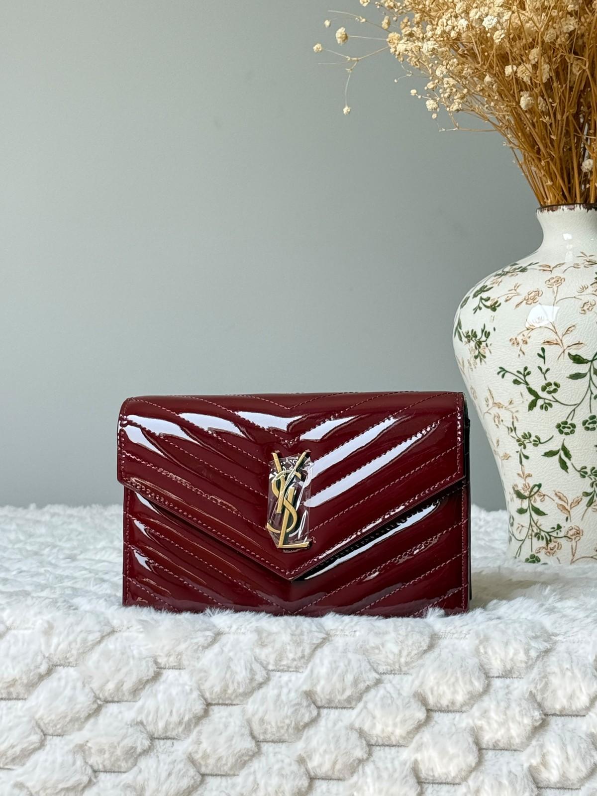 Saint Laurent Monogram Envelope Flap Card Case in Patent Leather · 2