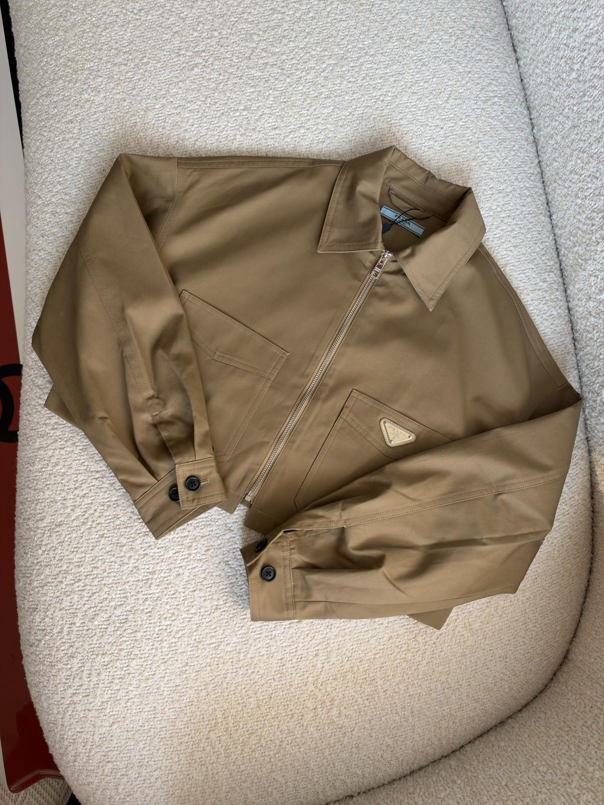 Prada Triangle Logo Zip-Up Blouson Jacket in Cotton Twill · 2