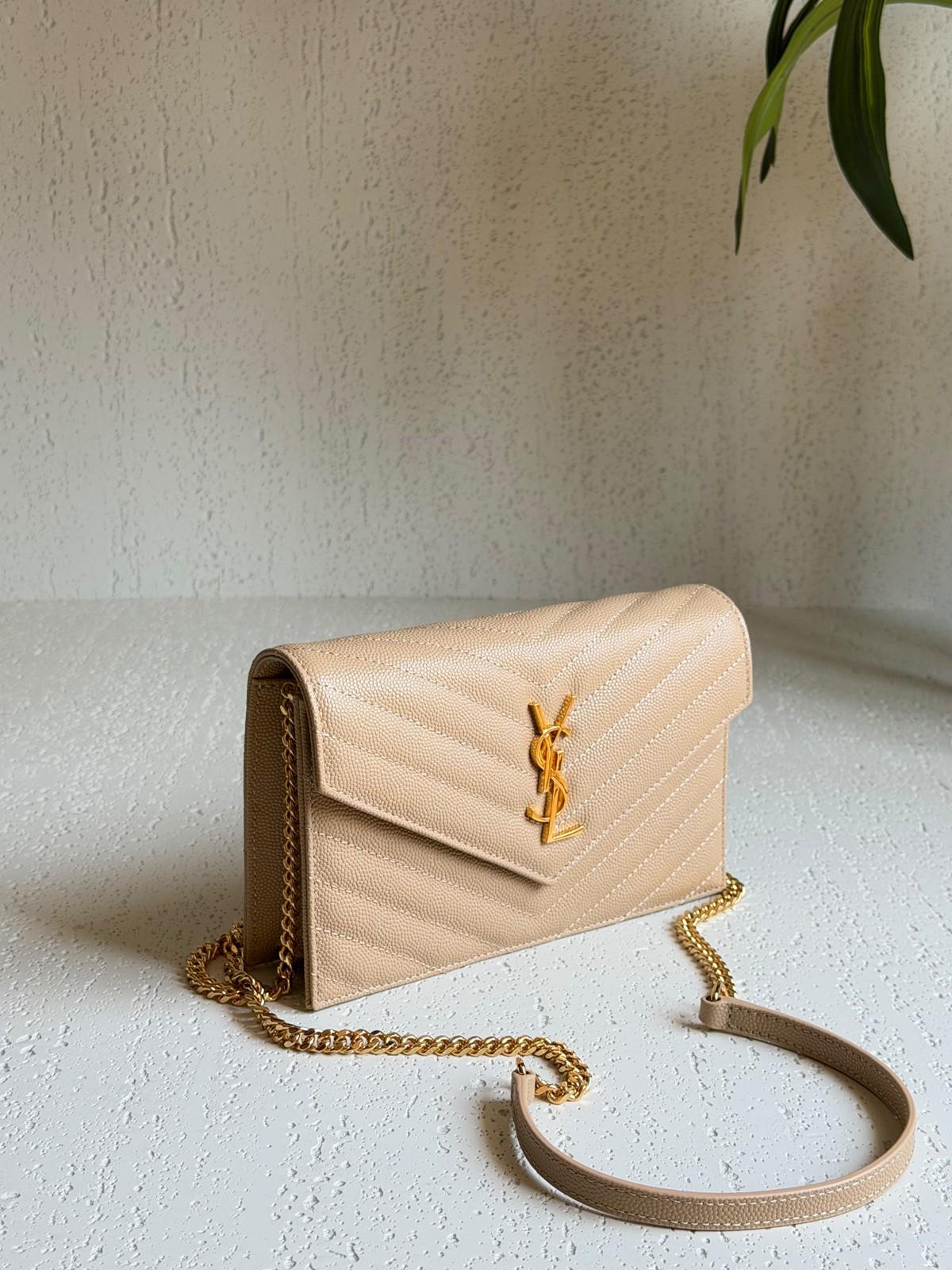 Saint Laurent Envelope Chain Wallet in Quilted Grained Leather · 2