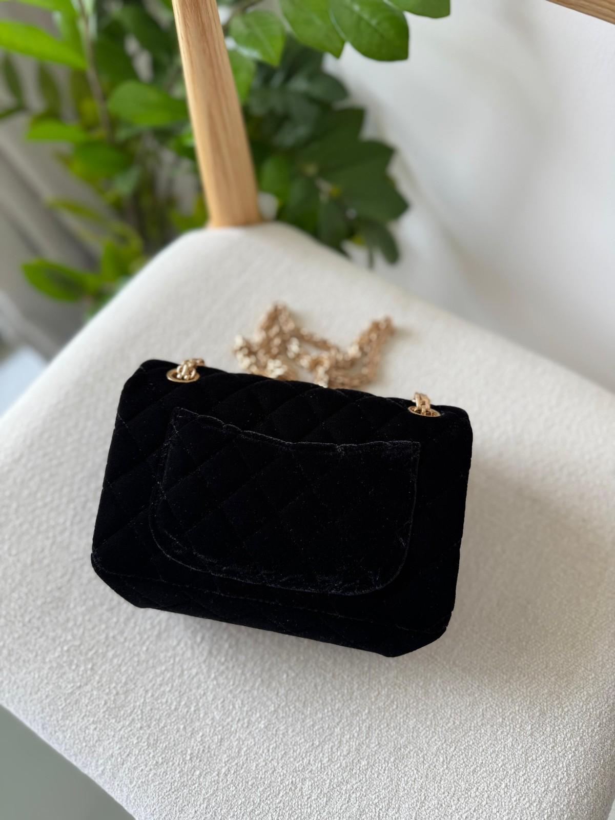 Chanel black quilted velvet flap bag · 3