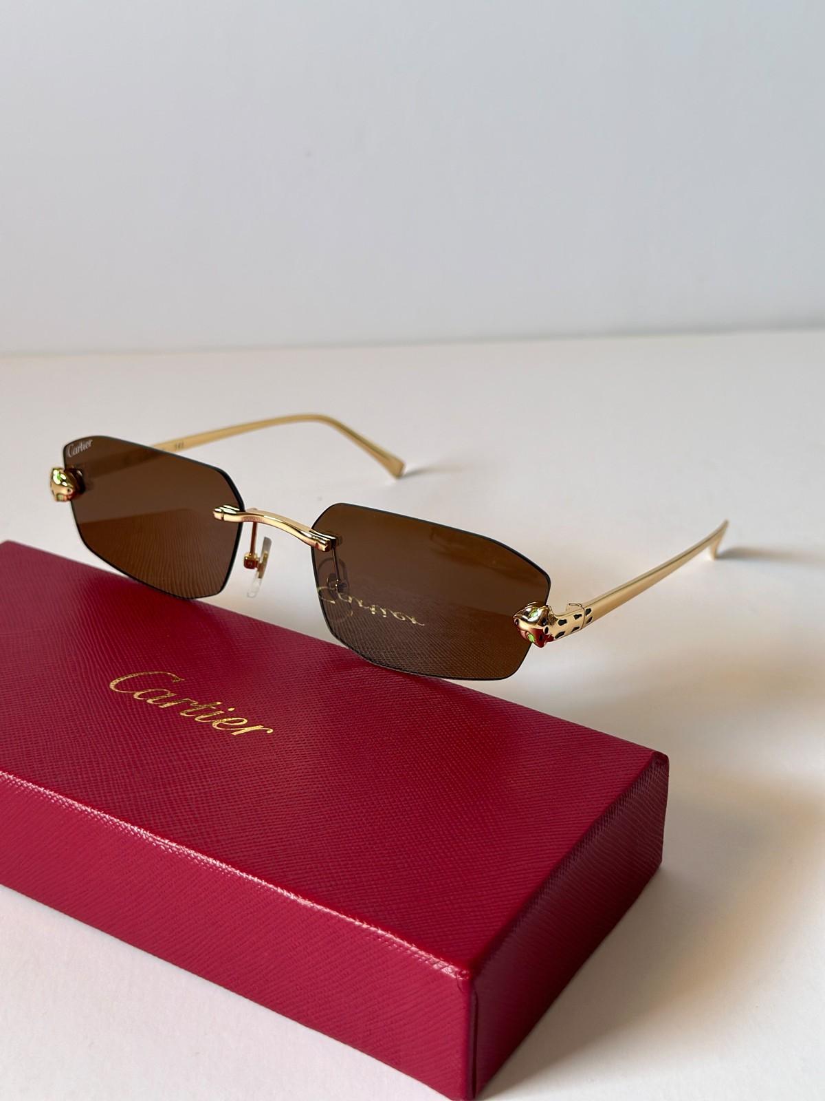 Cartier Panthère rimless sunglasses with enamelled panther-head temples · 2