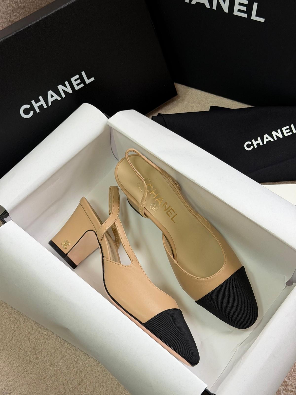 Chanel slingback block-heel pumps with grosgrain cap toe · 3