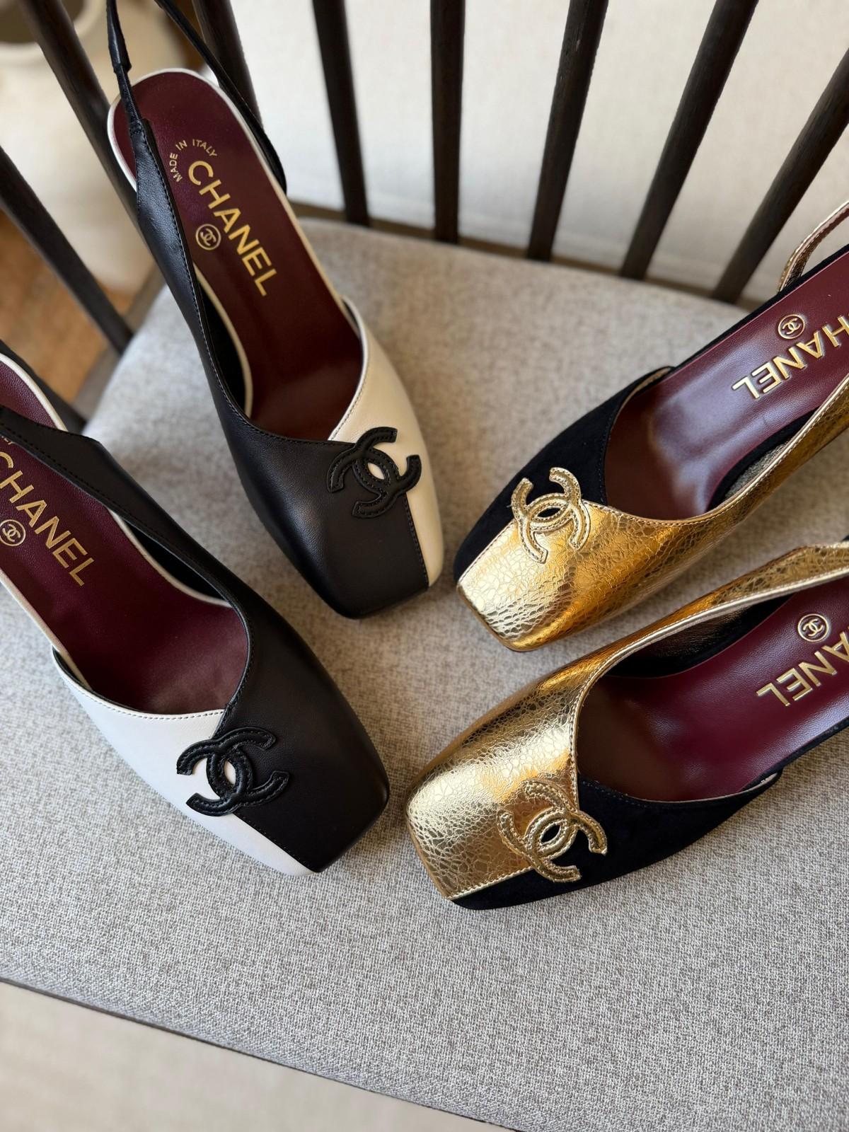 Chanel two-tone slingback pumps in leather · 3