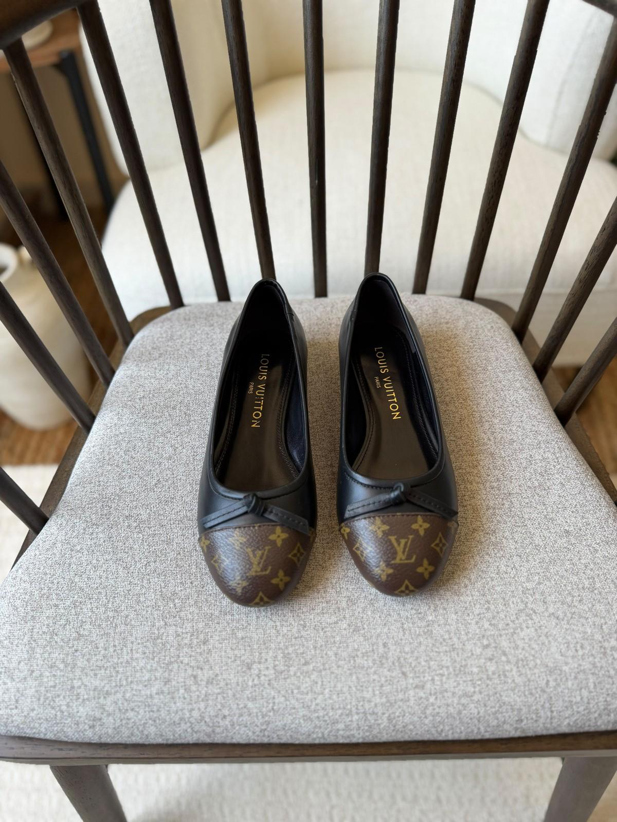 Louis Vuitton Monogram Canvas Ballet Flat in Leather
