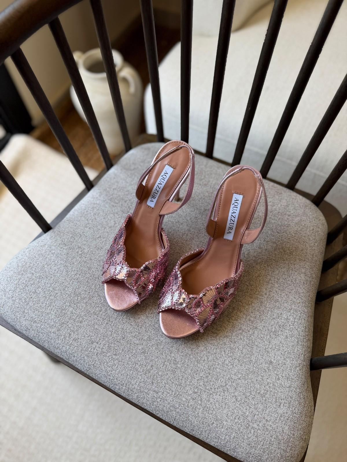 Aquazzura Sequin Embellished Peep-Toe Slingback Sandal · 3